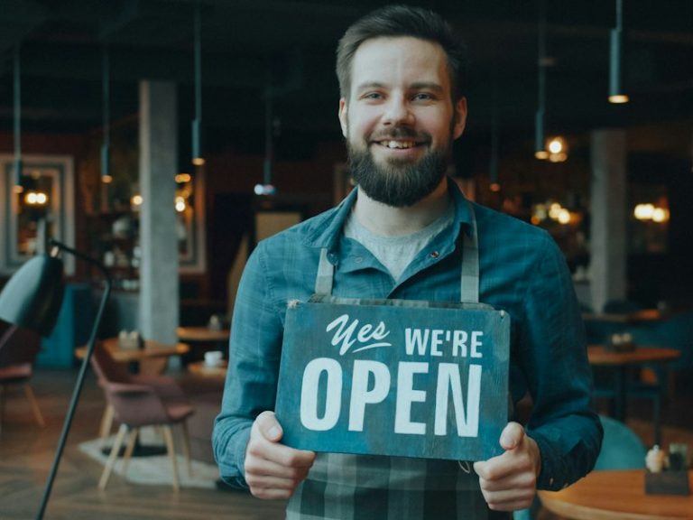 Open sign on a shop door