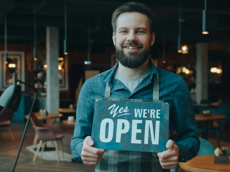 Open sign on a local shop